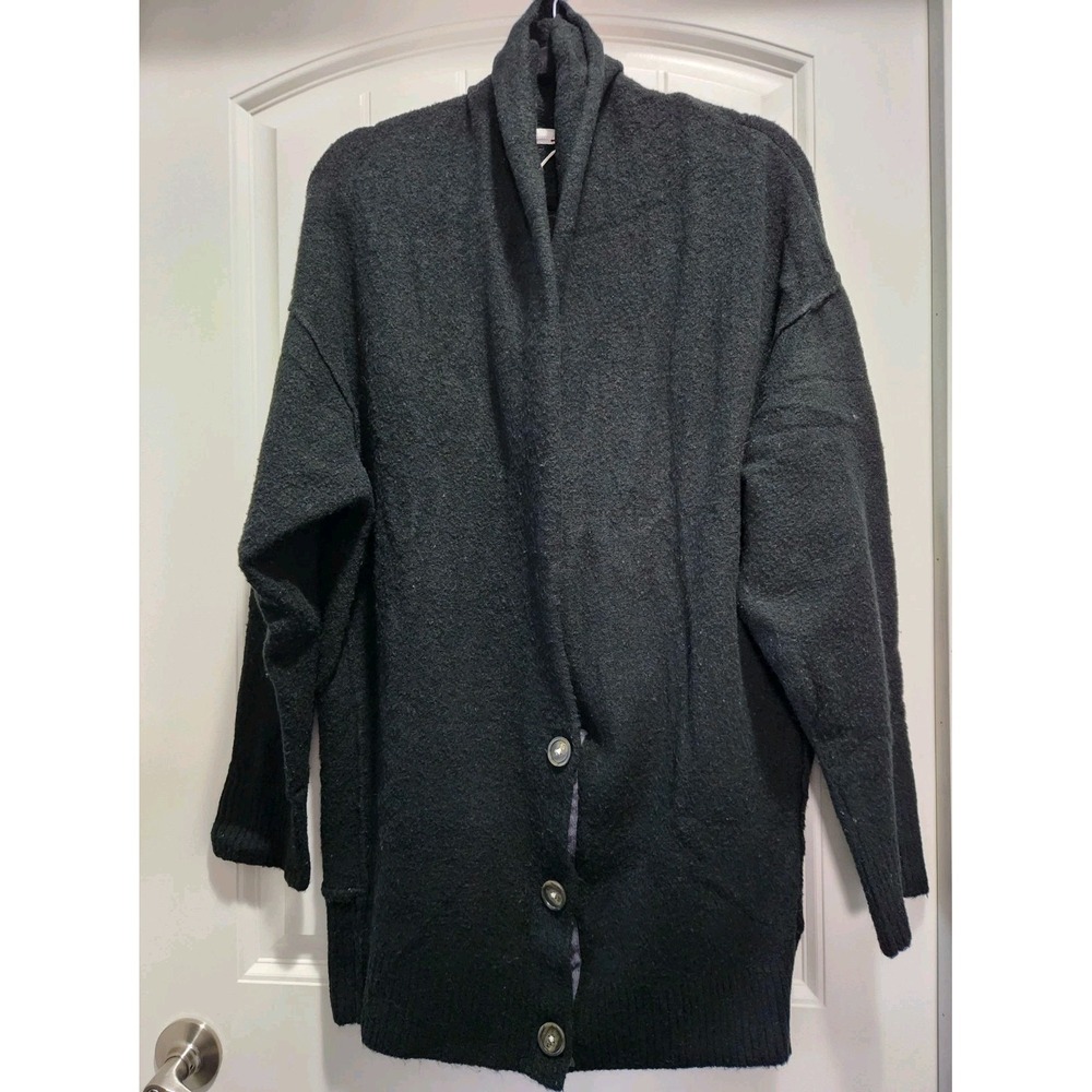 Free People Oversized Shawl Collar Cardigan Sweater Charcoal Black Small